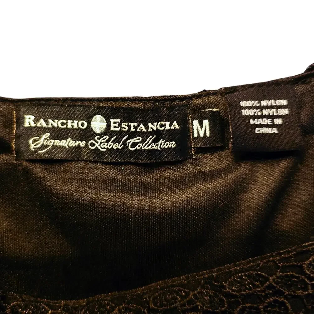 rancho Estancia black floral lace dark fairy whimsy goth dress size m - Picture 5 of 7